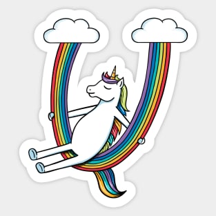 Unicorn and rainbow swing Sticker